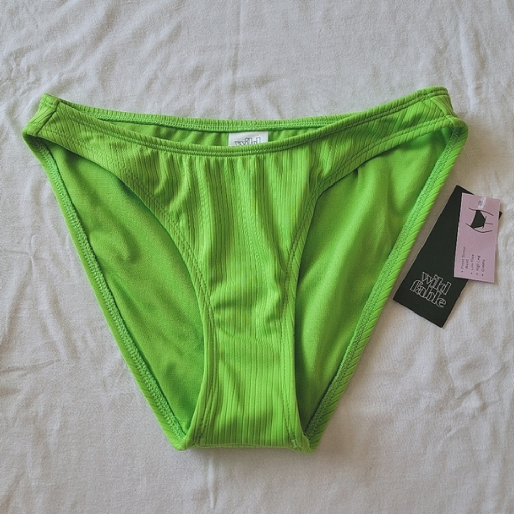 Low-rise Ribbed Scoop Front High-leg Cheeky Bikini Bottom | Wild Fable